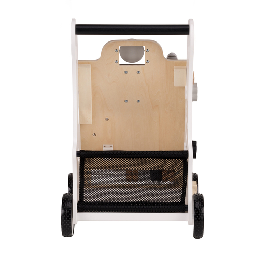 KiddyMoon Wooden Walker for Babies and Toddlers Push-Along WK-001, Black - White, Standard