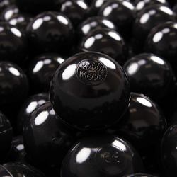 KiddyMoon Soft Plastic Play Balls ∅ 7cm/2.75in Mono-colour certified Made in EU, black, 100 Balls/7cm-2.75in