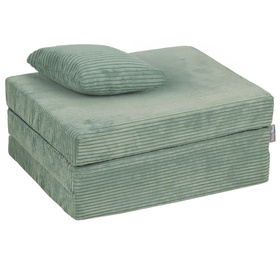 KiddyMoon Multifunctional Foam Mattress Foldable Bed Armchair Kids Children Sofa Folding Toddler Couch Chair for Playroom Bedroom Living Room, green, Mattress with Pillow