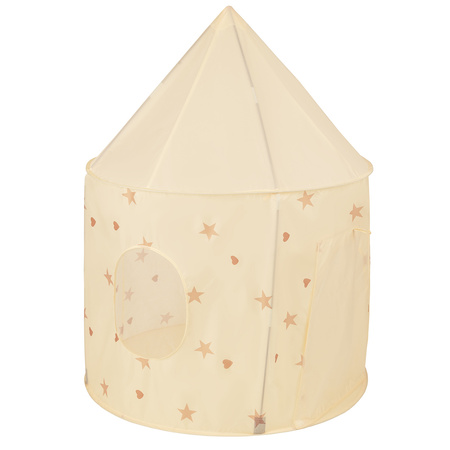 Play Tent For Kids Pavilion Playhouse Children Easy To Assemble Play Tent For Babies and Toddlers Pop up Play For Indoor And Outdoor, light beige: pastel beige/greengrey/pastel yellow/brown, 100x130cm/100 balls