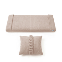 KiddyMoon Cushion Set For Balance Board Mattress and Pillow Ribbed Fabric Washable Cover, dark beige, Mattress/Pillow