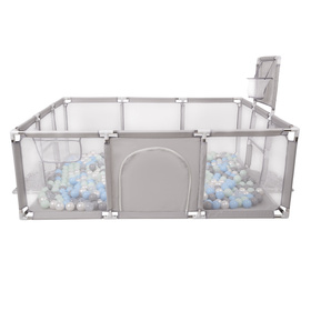 Baby Playpen Big Size Playground with Plastic Balls for Kids, Grey:pearl/grey/transparent/mint, 100 balls