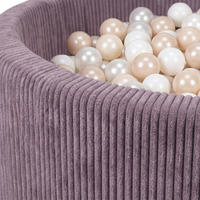 KiddyMoon Ball Pit for Baby and Toddler, Soft Play Ball Pool with ribbed Washable Cover, Purple: Pastel Beige/White/Pearl, 90 x 30 cm / 200 Balls
