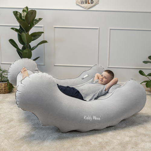 KiddyMoon Inflatable Sensory Rocker Chair For Kids With Pump And Handles, Grey, L