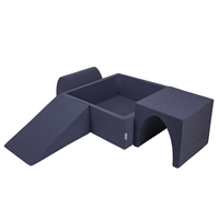 KiddyMoon Foam Playground for Kids with Square Ballpit ( ∅ 7cm/2.75In) Soft Obstacles Course and Ball Pool, Certified Made In The EU, darkblue:babyblue/blue/pearl, Ballpit (300 Balls) + Version 2