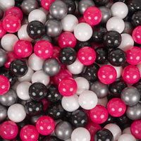 KiddyMoon Baby Foam Ball Pit with Balls ∅ 7cm / 2.75in Made in EU, light grey:white/black/silver/dark pink, 90 x 30 cm / 300 Balls