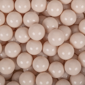 KiddyMoon Soft Plastic Play Balls ∅ 7cm/2.75in Mono-colour certified Made in EU, pastel beige, 100 Balls/7cm-2.75in