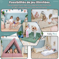 KiddyMoon Foam Sofa for Children Multifunctional Mattress Armchair Kids Foldable Bed Folding Toddler Couch Chair for Playroom Bedroom Living Room, beige, Sofa