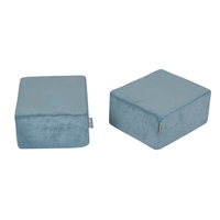 KiddyMoon Children's Foam Sofa with Two Poufs For Kids Comfortable and Lightweight Playroom Set Ribbed Fabric Removable Covers Perfect for Rest and Creative Play, blue, Sofa/Pouf