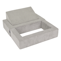 KiddyMoon Children's Foam Sofa with Wedge and Play Balls Set for Play Soft Perfect for Kids Room Lightweight Learning Relaxation Removable Covers Easy Cleaning, light grey, Sofa/Wedge