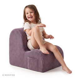 KiddyMoon Children's Polyester Armchair with Side Pocket, purple, One Size