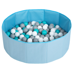children colourfull foldable ballpit plastic balls, blue:white/grey/turquoise, 100 balls