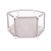 hexagon 6 side play pen with plastic balls, Grey:yellow/green/blue/red/orange, 900 balls