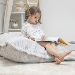 KiddyMoon Kids Bean Bag Sensory Pillow Filled With Plastic Balls Removable Cover, light grey, 100x140cm/700 Balls