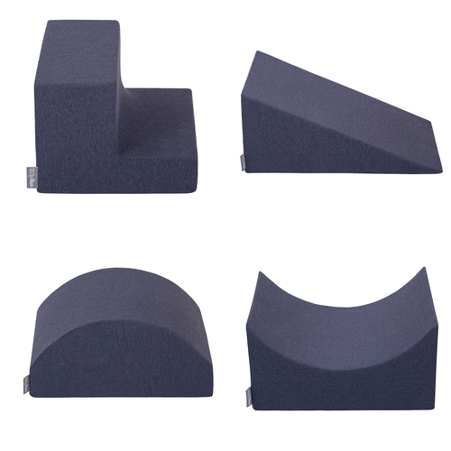 KiddyMoon Foam Playground for Kids Obstacle Course for Children Montessori Toy for Babies Soft Construction Blocks Element, Halfshaft/Ramp/Wedge/Steps, Certified Made in The EU, darkblue, Multi-Size