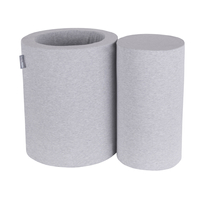 KiddyMoon Foam Playground For Kids Obstacle Course For Children and Babies Soft Construction Blocks, Certified Made In The EU, light grey, barrel/roller