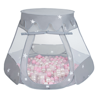Play Tent For Kids Castle Baby Playhouse For Children With Colorful Balls Pop Up Perfect For Indoor And Outdoor Easy Set Up Includes Carry Bag, grey:powder pink/pearl/transparent, 105x90cm/200 balls