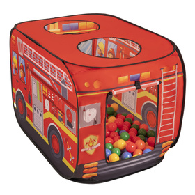 Play Tent Fire Engine For Kids Pop Up Toy Playhouse For Boys Girls Foldable Role With Roof Hole Carry Bag Ball Pit Compatible Sensory Gift Idea Easy Assembly Indoor Outdoor, red: yellow/green/blue/red/orange, 100 balls