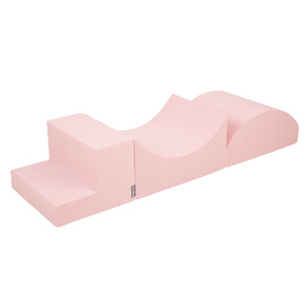 KiddyMoon Foam Playground for Kids Obstacle Course for Children Montessori Toy for Babies Soft Construction Blocks Element, Halfshaft/Ramp/Step, Certified Made in The EU, pink:-, Multi-Size