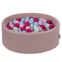 KiddyMoon Foam Ball Pit with Balls for Babies and Toddlers, Soft Sensory Play, Durable Removable Cover, Safe, heather:light pink/dark pink/babyblue/mint, 90 x 30 cm / 300 Balls