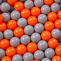 KiddyMoon Soft Ball Pit Round ∅ 7Cm / 2.75In For Kids, Foam Ball Pool Baby Playballs Children, Made In The EU, fox-green:orange/grey, 90x30cm/200 balls