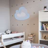 KiddyMoon wall decor kids room nursery wood mdf multiple shapes 3D, cloud: blue/grey, UNI
