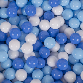 KiddyMoon Soft Plastic Play Balls ∅ 7cm/2.75in Multi-colour Made in EU, white/baby blue/blue, 700 Balls/7cm-2.75in
