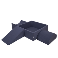 KiddyMoon Foam Playground for Kids with Square Ballpit ( ∅ 7cm/2.75In) Soft Obstacles Course and Ball Pool, Certified Made In The EU, darkblue:white/grey/mint, Ballpit (200 Balls) + Version 4