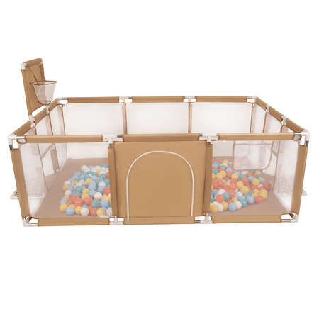 Baby Playpen Big Size Playground with Plastic Balls for Kids, beige:white/yellow/orange/babyblue/turquoise, 100 balls