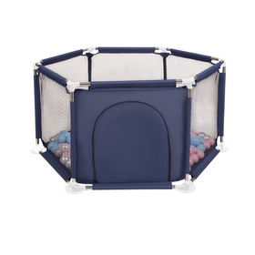 hexagon 6 side play pen with plastic balls, Blue:babyblue/powder pink/pearl, 200 balls