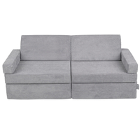 KiddyMoon Foam Sofa for Children Multifunctional Mattress Armchair Kids Foldable  Bed Folding Toddler Couch Chair for Playroom Bedroom Living Room, dark grey, Sofa