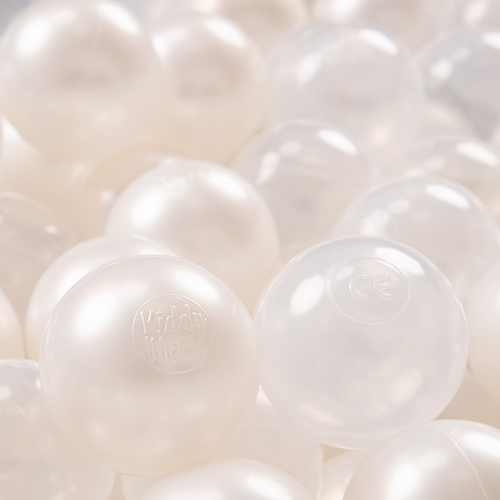 KiddyMoon Soft Plastic Play Balls ∅ 7cm/2.75in Multi-colour Made in EU, pearl/transparent