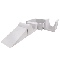 KiddyMoon Foam Playground for Kids with Square Ballpit ( ∅ 7cm/2.75In) Soft Obstacles Course and Ball Pool, Certified Made In The EU, lightgrey:yellow/green/blue/red/orange, Ballpit (300 Balls) + Version 3