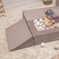 KiddyMoon Children's Foam Wedge Perfect for Kids' Rooms Lightweight Versatile, and Comfortable Support for Play and Relaxation Soft Fabric Removable Cover, dark beige, Wedge