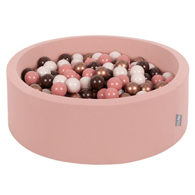 KiddyMoon Baby Foam Ball Pit with Balls 7cm /  2.75in, Cinnamon:  Brown/ Copper/ Pastel Beige/ Solmon