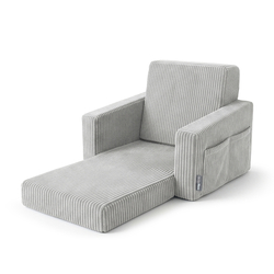 KiddyMoon Folding Children's Foam Armchair 2-in-1 Convertible Sofa for Kids, light grey, UNI