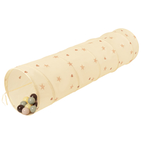 Pop-Up Play Crawl Tunnel with balls for Toddlers Kids, light beige: pastel beige/greengrey/pastel yellow/brown