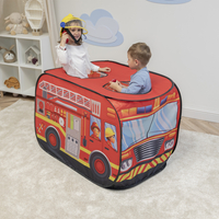Play Tent Fire Engine For Kids Pop Up Toy Playhouse For Boys Girls Foldable Role With Roof Hole Carry Bag Ball Pit Compatible Sensory Gift Idea Easy Assembly Indoor Outdoor, red, No balls