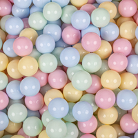 KiddyMoon Ball Pit for Baby with Teddy Plush, Large 7 cm Balls for a Fuller Ball Pit, From 8 Months, Removable Cover, Cream: Pastel Blue/Pastel Yellow/White/Mint/Powder Pink, 90 x 30 cm / 300 Balls