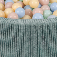 KiddyMoon Ball Pit for Baby and Toddler, Soft Play Ball Pool with ribbed Washable Cover, Green: Pastel Beige/Pastel Blue/Pastel Yellow/Mint, 90 x 30 cm / 200 Balls