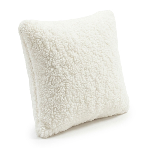 KiddyMoon Set Of Two Square Pillows Teddy Fleece Nursery Cushions, creamy, 2 Pillows