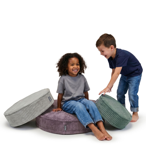 KiddyMoon 3-Piece Foam Elements for Kids Children's Room Accessory, zielony-jasnoszary-fioletowy