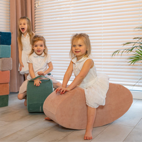 KiddyMoon Foam Soft Seesaw Rocker Ride-On Hopper Bean Bouncy Jumping Playing for Children, Montessori Toy For Kids Made of Foam, Made in The EU, desert pink, 78x25x35cm