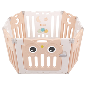 Playpen Box Foldable for Children with Plastic Colourful Balls, white-pink:white/grey/transparent, 6 + 2 Panels/200 Balls