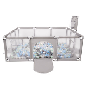 Baby Playpen Big Size Playground with Plastic Balls for Kids, Grey:pearl/grey/transparent/mint, 900 balls