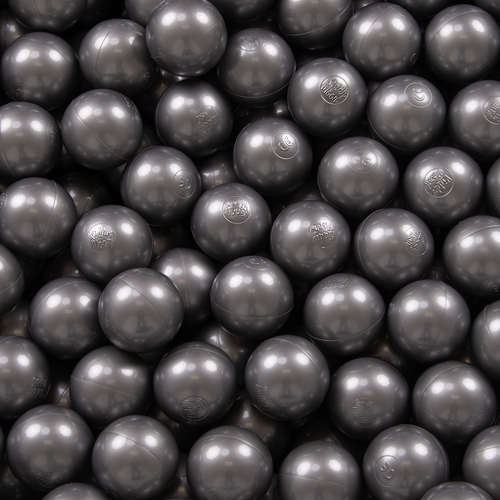 KiddyMoon Soft Plastic Play Balls ∅ 7cm/2.75in Mono-colour certified Made in EU, silver, 100 Balls/7cm-2.75in
