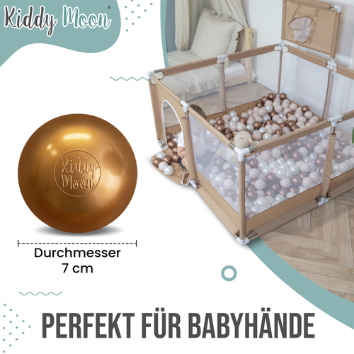 KiddyMoon Soft Plastic Play Balls ∅ 7cm/2.75in Multi-colour Made in EU, orange/silver/gold/white, 700 Balls/7cm-2.75in