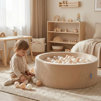 KiddyMoon Soft Ball Pit Round 7cm / 2.75In for Kids, Foam Velvet Ball Pool Baby Playballs, sand beige: pastel beige/white/pearl, 90 x 30 cm / 200 Balls