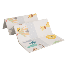 KiddyMoon Baby Play Mat Double-Sided Foam Mat For Kids Crawling Mat For Children Encourages Imagination Colourful Patterns Play Area Foldable Ideal for Indoors and Outdoors, Orange-Circus, 180x200x1cm