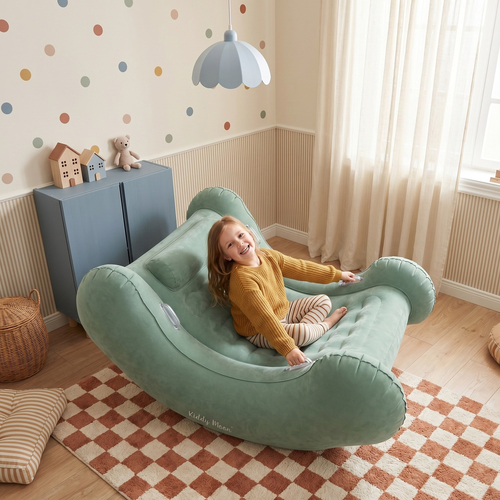 KiddyMoon Inflatable Sensory Rocker Chair For Kids With Pump And Handles, sage, L